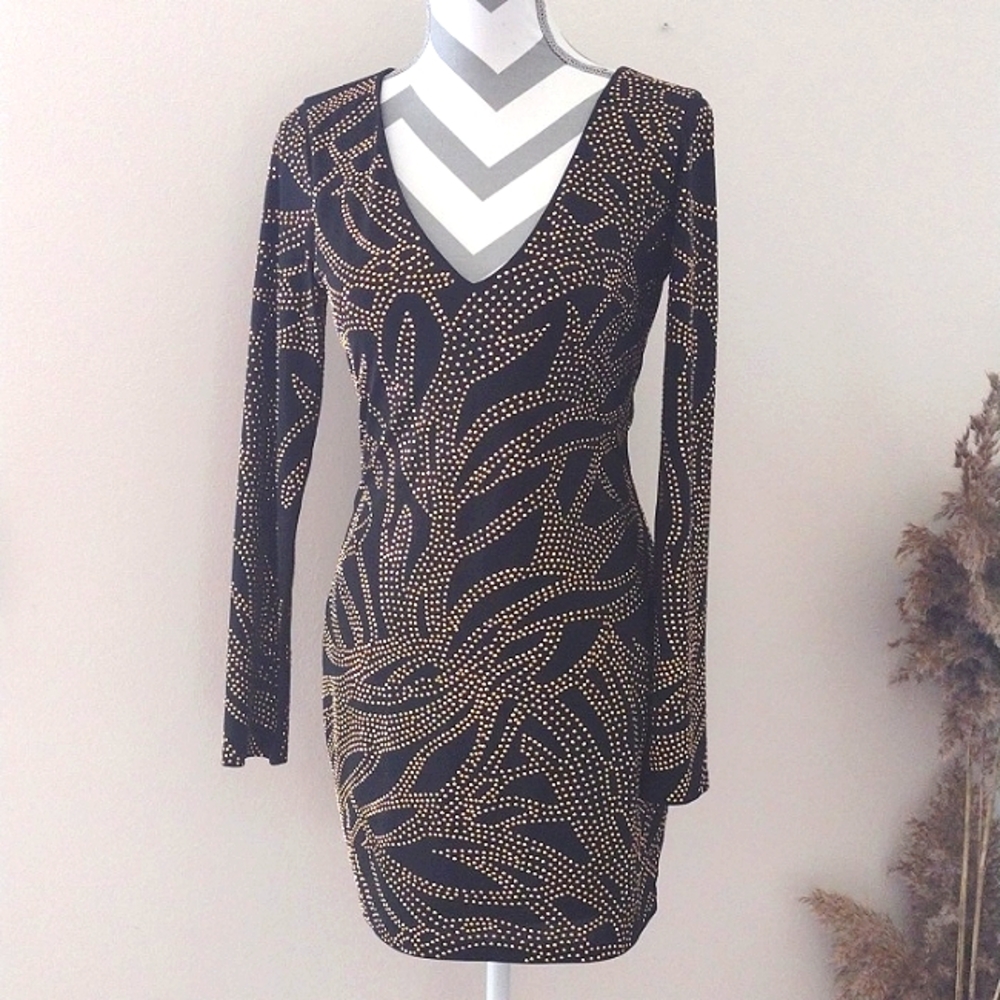 Bebe midi dress with gold studs